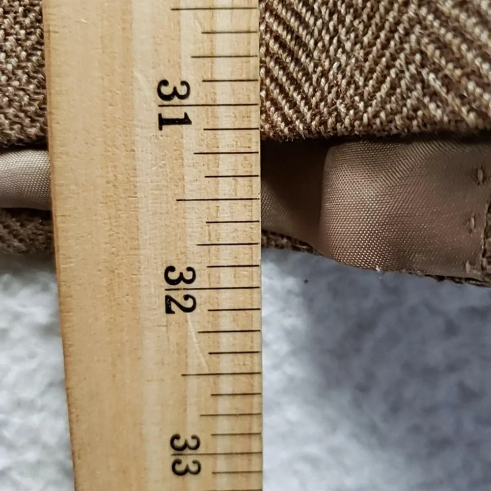 Lauren Ralph Lauren Blazer Mens 46R Brown Herringbone Silk Wool Slim Sport Coat